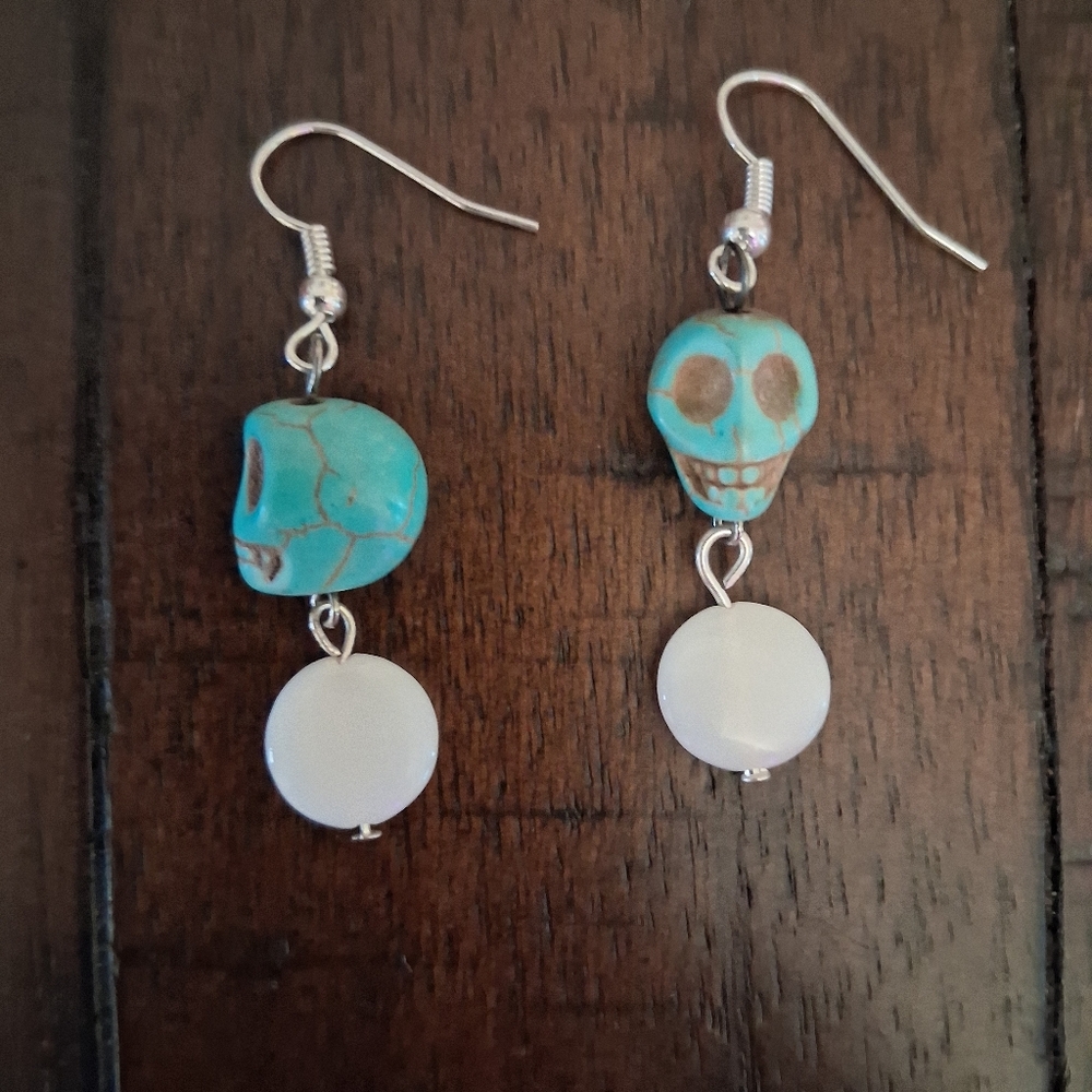 Handcrafted Turquoise Skull Earrings